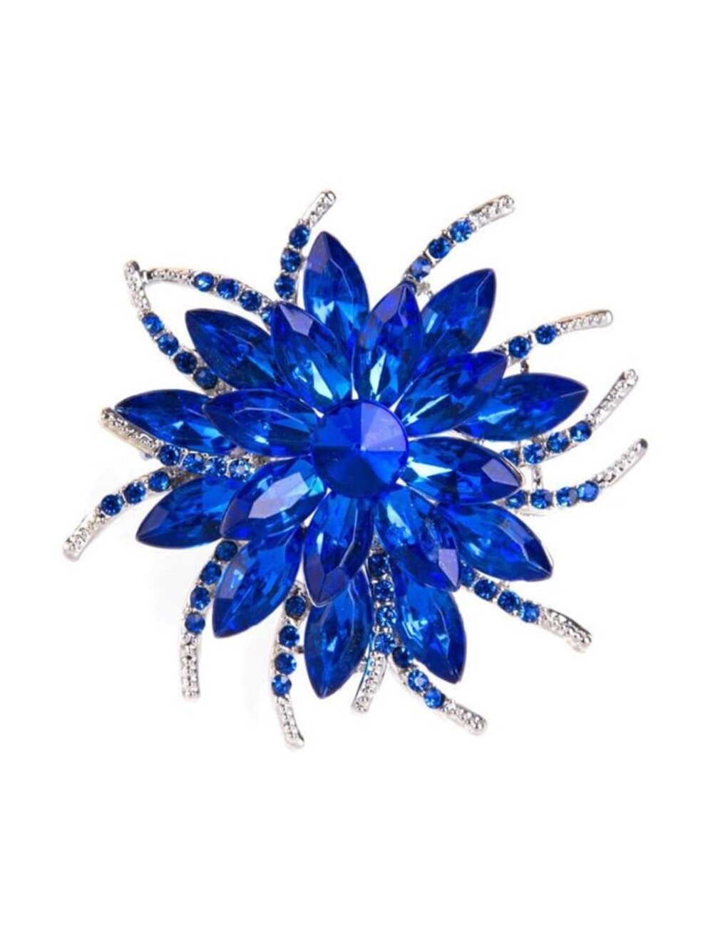 Vintage Crystal Rhinestone Flower-shaped Sunflower Leaf Brooch Pin Elegant